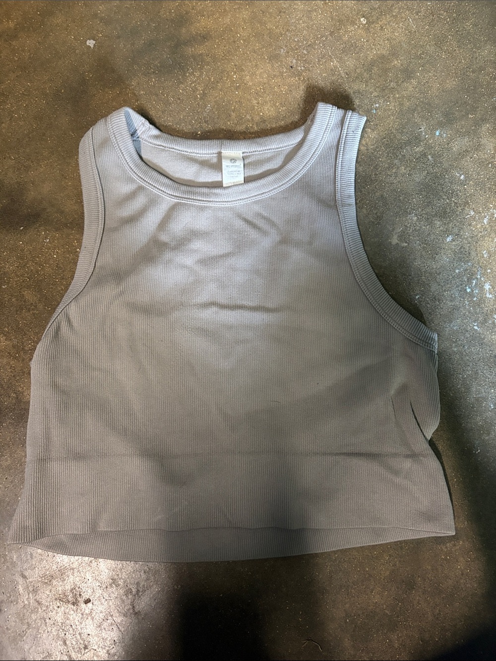 Women's Cropped Rib Tank Top - Gray